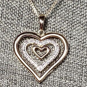 925 Ross Simons Heart Necklace Sterling Silver Gold Plated Rotating Hearts 6.68g